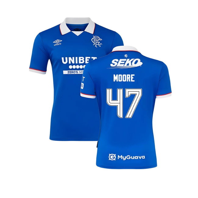 2025-2026 Rangers Home Shirt (Moore 47)-SoccerKits Hub | Buy Soccer Jerseys Online
